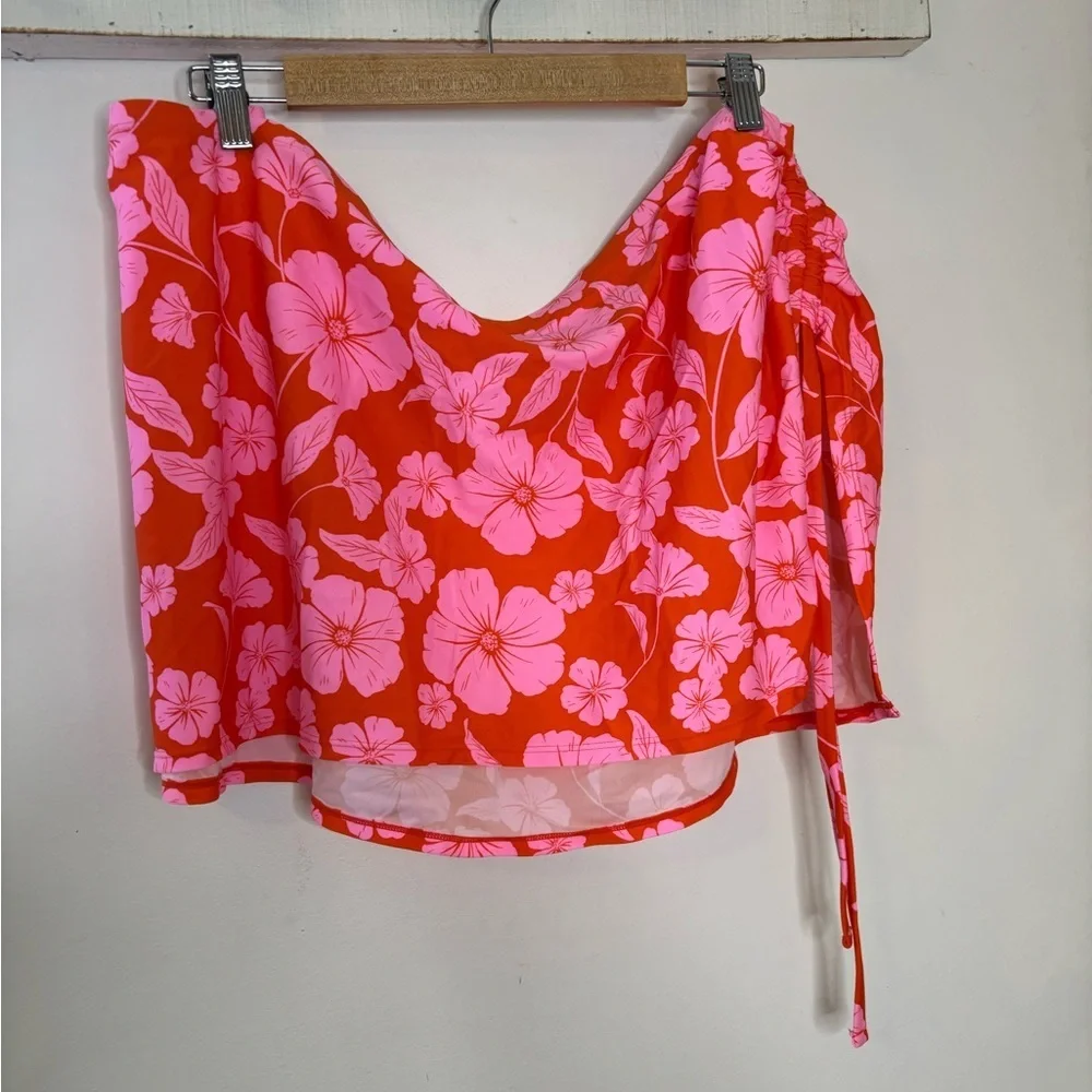 NWT Wild Fable Women's Side Cinch Orange Floral Swim Skirt